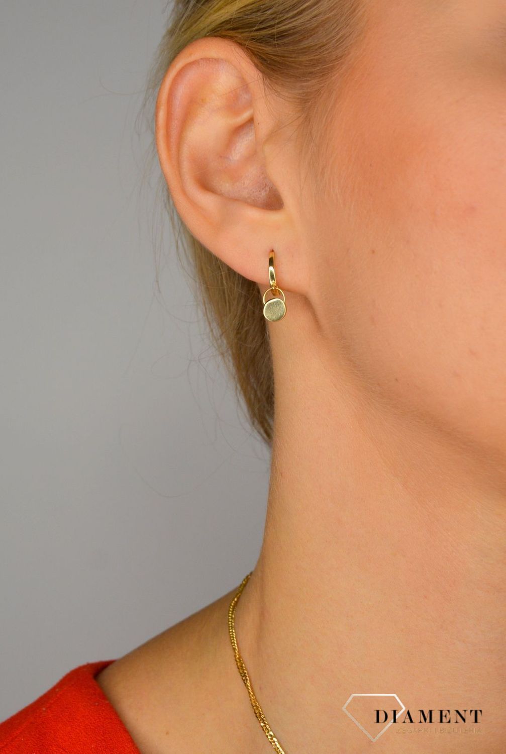 Złote kolczyki 585 z wiszącym kółeczkiem KL 6780.jpg